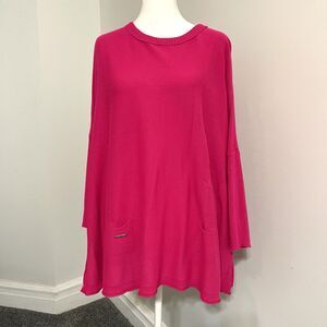 Mer Sea Catalina Sweater One Size Pink Oversized Dolman Sleeve Split Sides